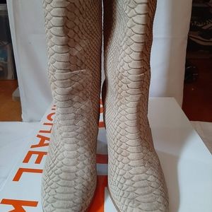Michael Kors, size 10 leather boots, cream